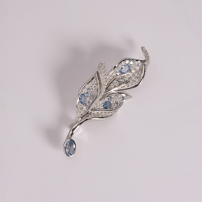 Sterling silver maple leaf brooch 925 silver gold-plated summer anti-exposure high-end pin clothing accessories-Mix MIx Style