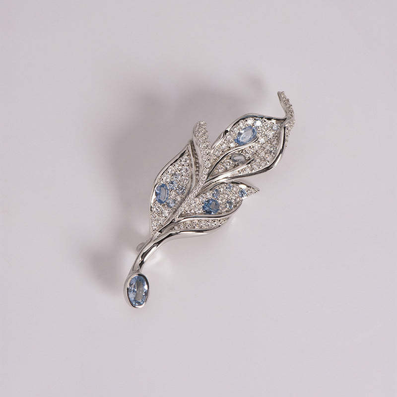 Sterling silver maple leaf brooch 925 silver gold-plated summer anti-exposure high-end pin clothing accessories-Mix MIx Style