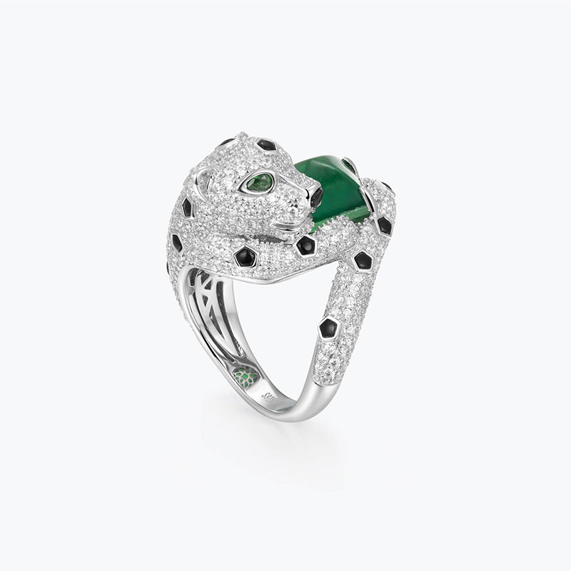 Leopard Green Asscher Cut Diamond 3ct 18k White Gold Plated Engagement Ring | Mix Mix Style-Mix MIx Style