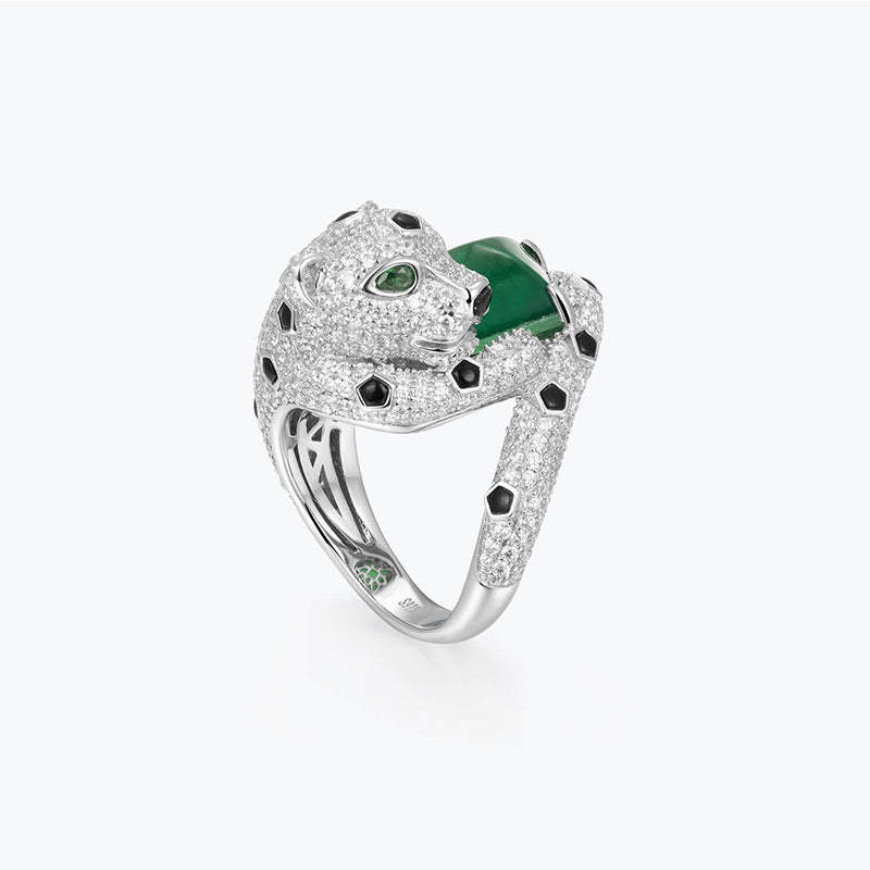 Leopard Green Asscher Cut Diamond 3ct 18k White Gold Plated Engagement Ring | Mix Mix Style-Mix MIx Style