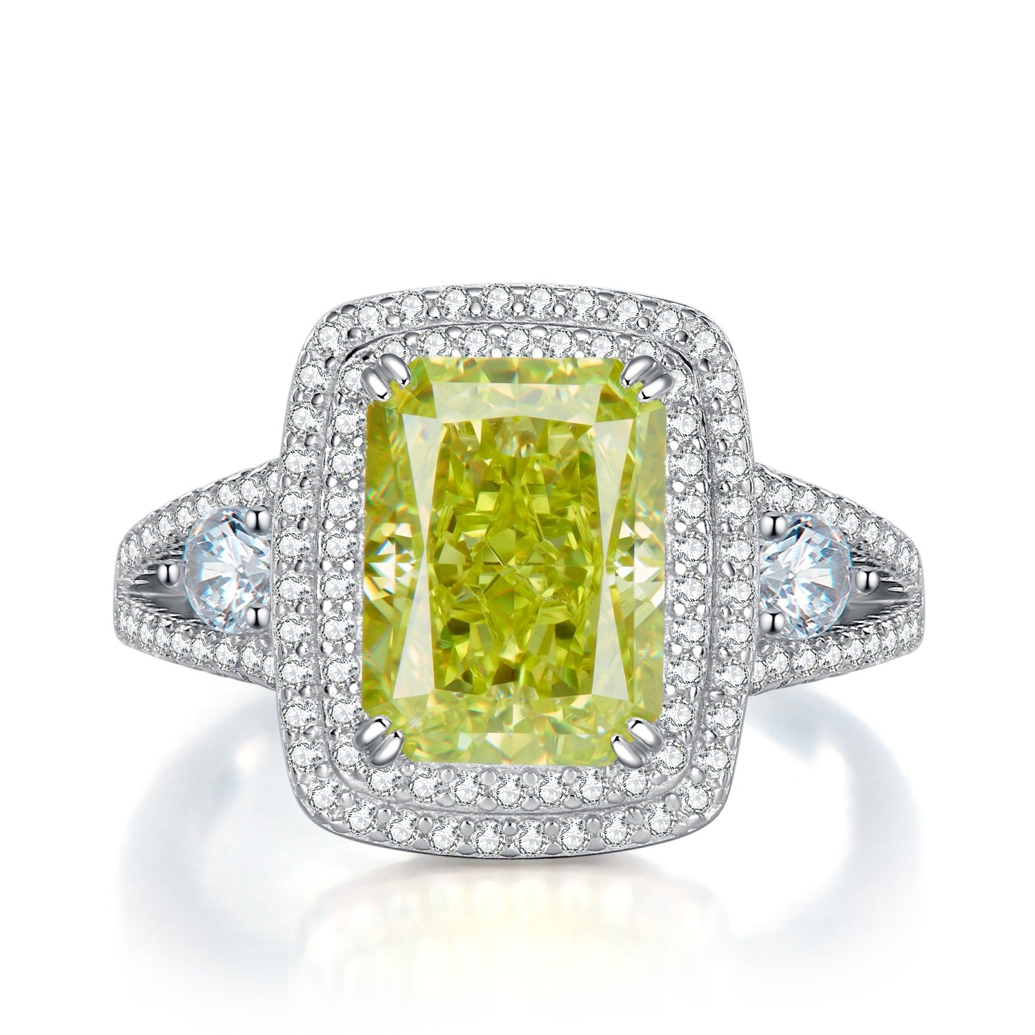 Luxury Yellow Cushion Cut Diamond 4ct 18k White Gold Plated Engagement Ring | Mix Mix Style-Mix MIx Style