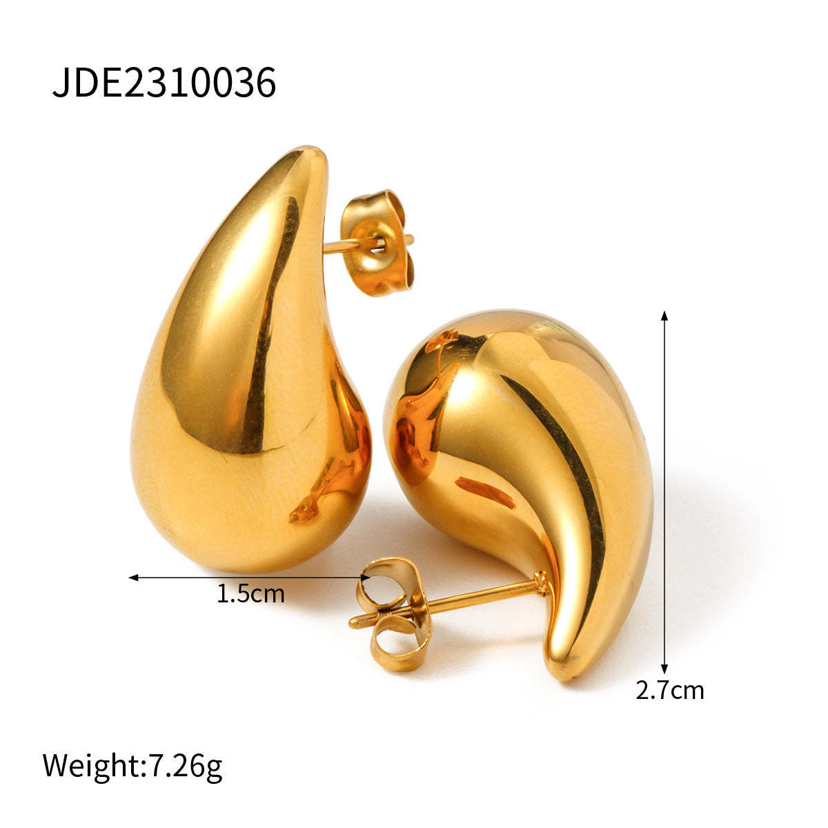 Minimalist Water Drop Shaped Elegant 18k Vermeil/White Gold Plated Stud Earrings | Mix Mix Style-Mix MIx Style
