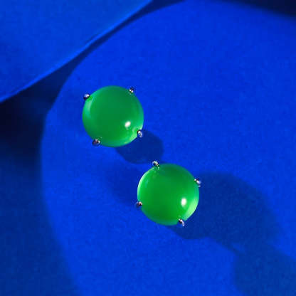 Minimalist Dainty Classic Green Claw Moissanite Diamonds 18k White Gold Plated Stud Earrings | Mix Mix Style-Mix MIx Style