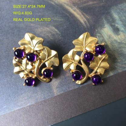 Blue - Red - Multicolor Leaf Trendy Moissanite Diamonds Luxury 18k Vermeil Gold Plated Stud Earrings | Mix Mix Style-Mix MIx Style