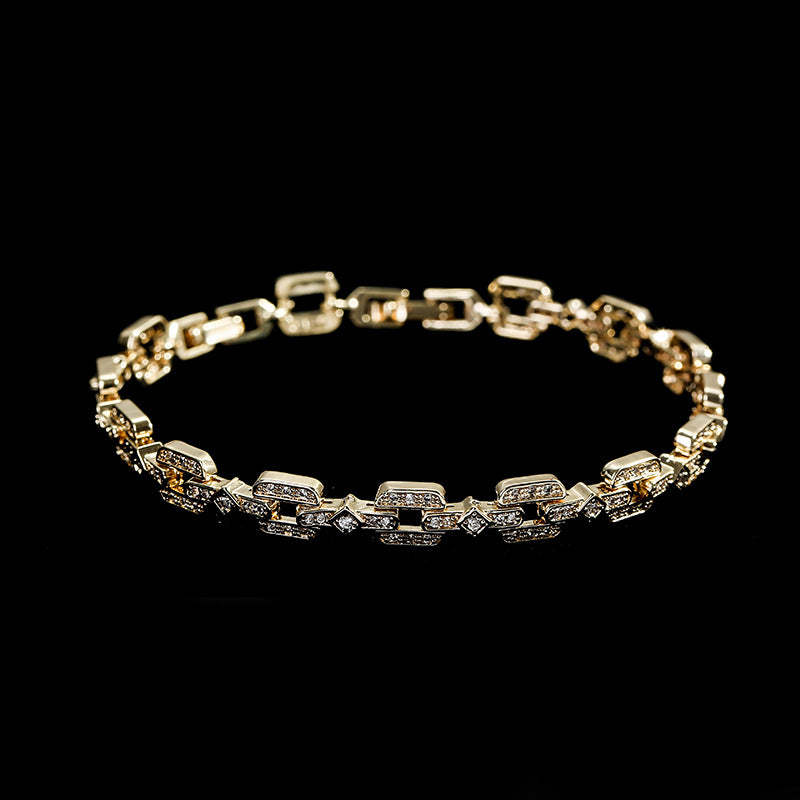 Korean retro copper micro-inlaid zircon bracelet female net red cold style bracelet super flash I-shaped starry sky bracelet wholesale-Mix MIx Style
