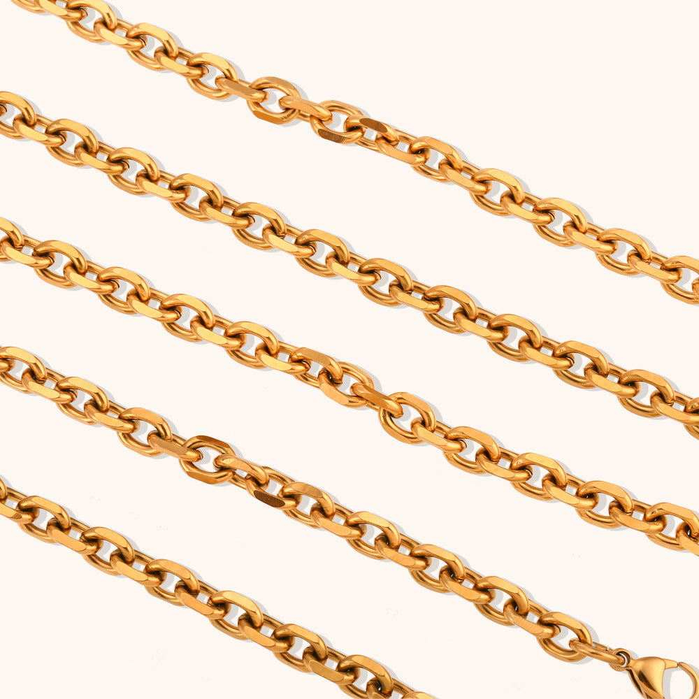 Classic Long Chain Vintage Elegant Luxury 18k Vermeil/White Gold Plated Necklace Bracelet Jewelry Set | Mix Mix Style-Mix MIx Style