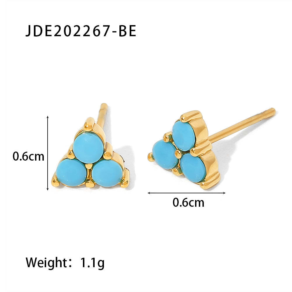 Vintage Green Natural Gem High-End 18k Gold Plated Earrings | Mix Mix Style [Hot Seller]-Mix MIx Style