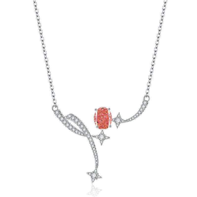 Stars Trendy Pink Oval Cut Moissanite Diamond 2ct Pendant Elegant 18k 