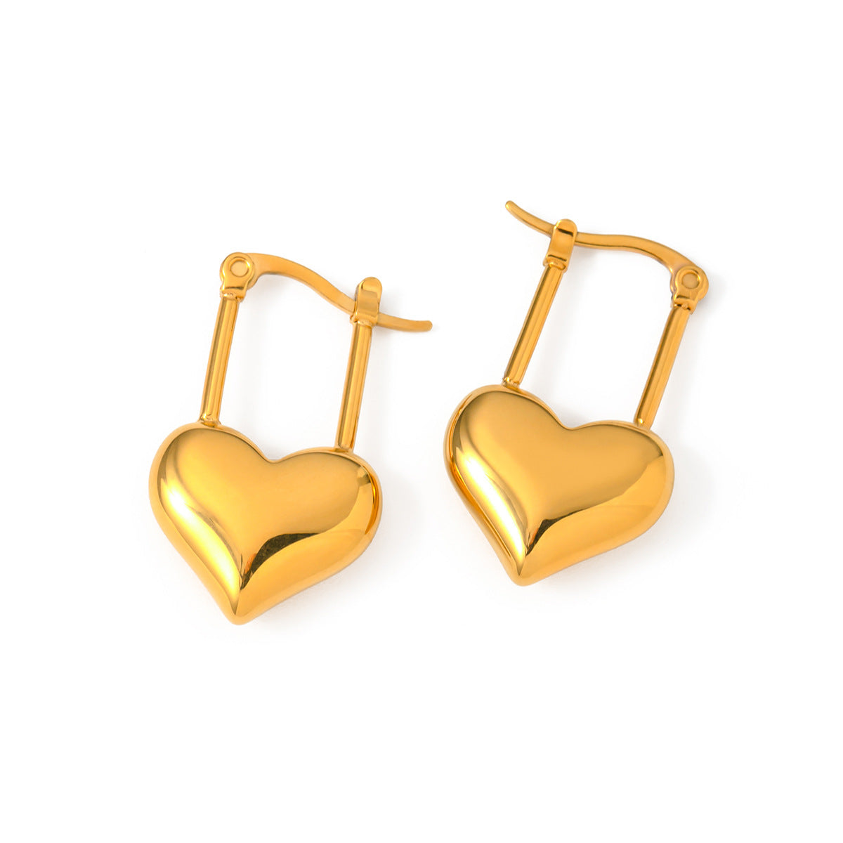 Minimalist Love Glossy Heart Shaped Elegant 18k Vermeil Gold Plated Drop Earrings | Mix Mix Style-Mix MIx Style