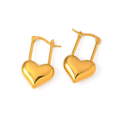 Minimalist Love Glossy Heart Shaped Elegant 18k Vermeil Gold Plated Drop Earrings | Mix Mix Style-Mix MIx Style