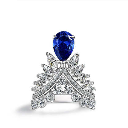 Moissanite Pink Diamond Pear Shape Feather Crown 2ct Wedding Ring-Mix MIx Style