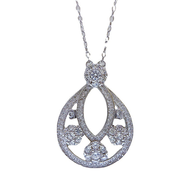 Mujing Jewelry 2022 new style 925 silver European and American style pear-shaped water drop pendant women's luxury necklace cross-border hot sale-Mix MIx Style