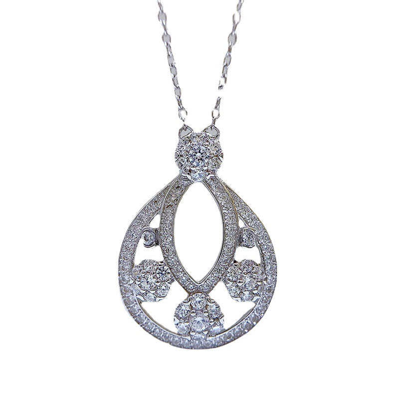 Mujing Jewelry 2022 new style 925 silver European and American style pear-shaped water drop pendant women's luxury necklace cross-border hot sale-Mix MIx Style