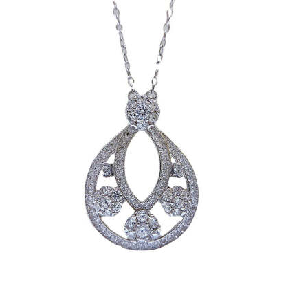 Mujing Jewelry 2022 new style 925 silver European and American style pear-shaped water drop pendant women's luxury necklace cross-border hot sale-Mix MIx Style