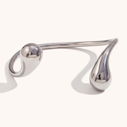 European and American cross-border best-selling fashionable, simple, light and luxurious stainless steel 18K gold-plated double water dropper open bracelet-Mix MIx Style