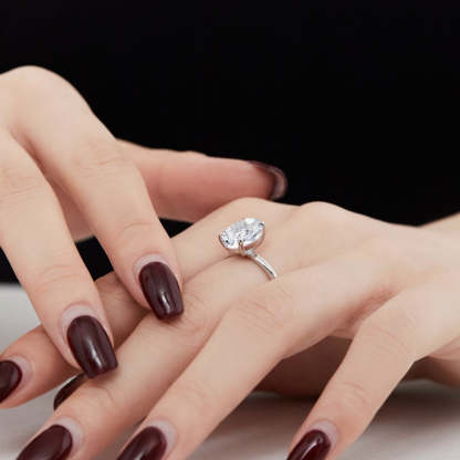 Solitarie Oval Cut Moissanite Diamond 3ct 18k White & Vermeil Gold Plated Engagement Ring | Mix Mix Style-Mix MIx Style