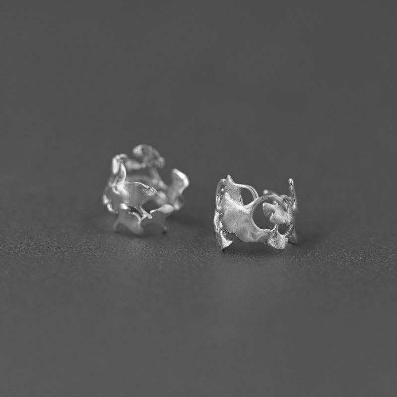 Looking for original late autumn sterling silver ginkgo leaf ear cuff niche design French pierced earrings-Mix MIx Style