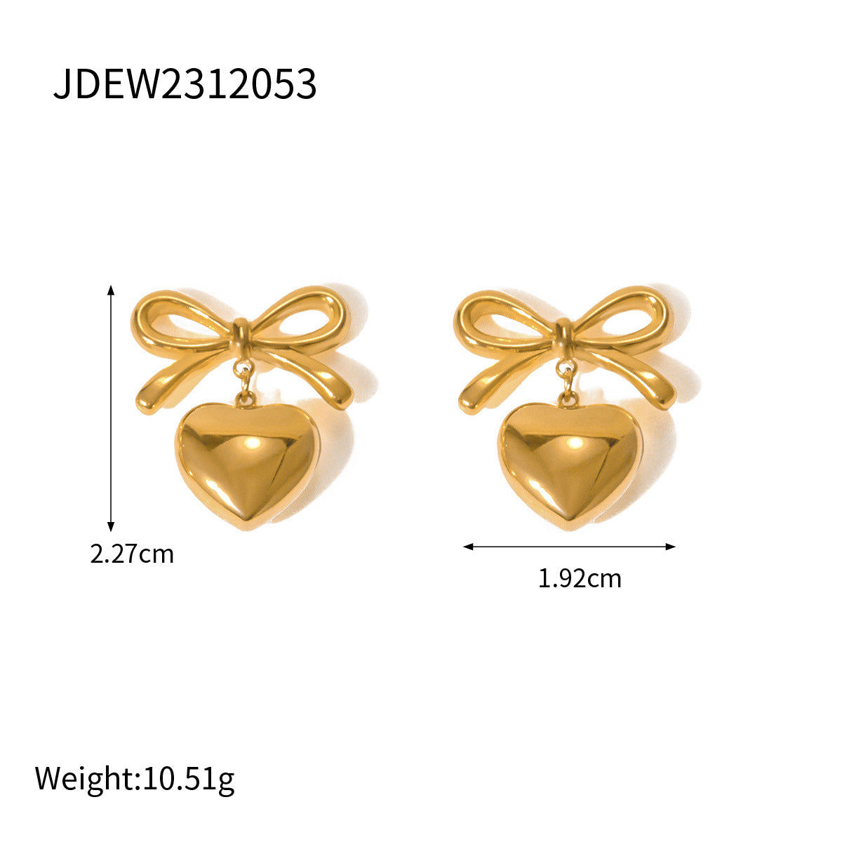 Bow & Heart Glossy Shaped Trendy Elegant 18k Vermeil/White Gold Plated Drop Earrings | Mix Mix Style-Mix MIx Style