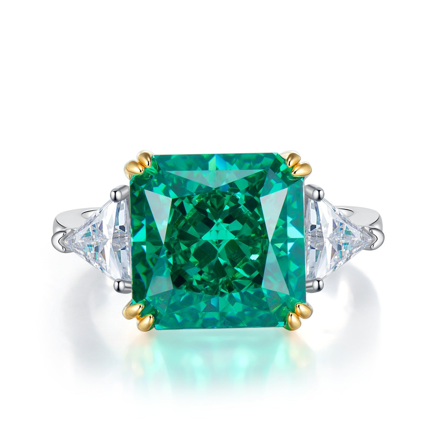 Elegant Green Cushion Cut Moissanite Diamond 5ct Luxury 18k White Gold Engagement Ring | Mix Mix Style-Mix MIx Style