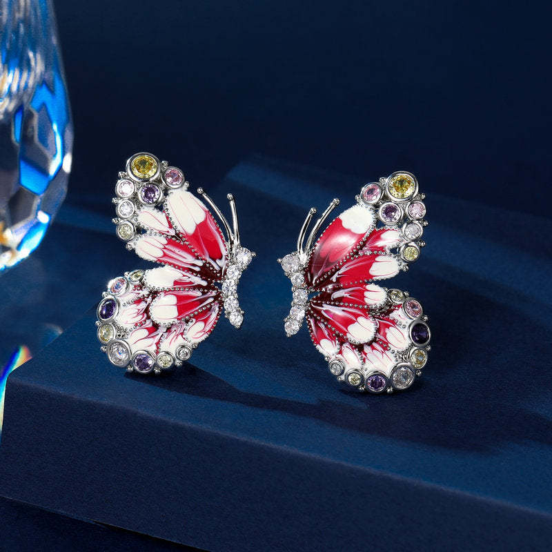 New niche high-end earrings wholesale, butterfly earrings with super fairy temperament, oily color butterfly earrings-Mix MIx Style