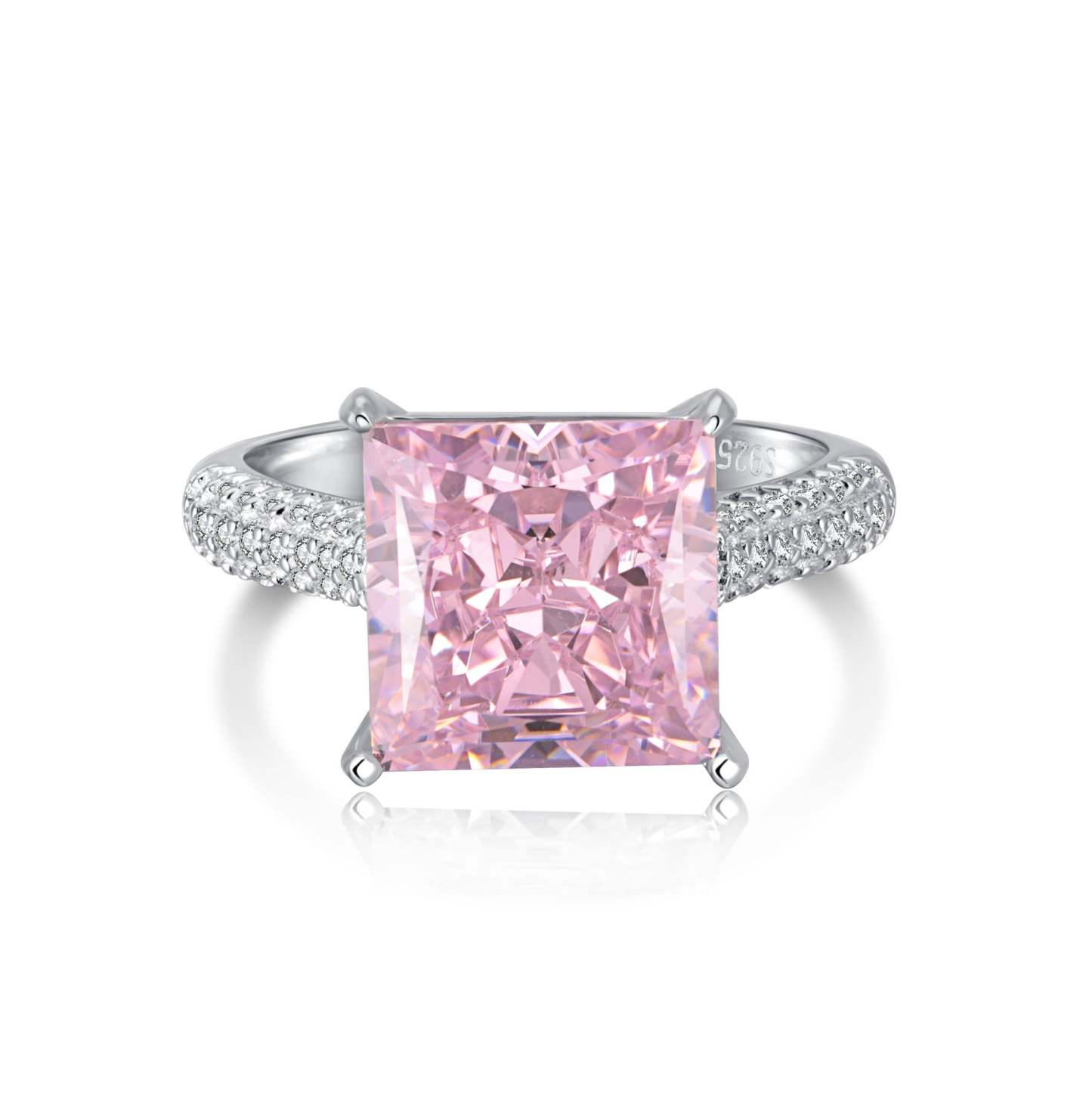 Fashion Pink Princess Cut Moissanite Diamond 4ct 18k White Gold Plated Engagement Ring | Mix Mix Style-Mix MIx Style