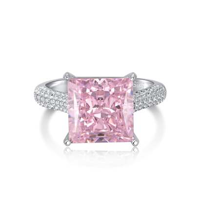 Fashion Pink Princess Cut Moissanite Diamond 4ct 18k White Gold Plated Engagement Ring | Mix Mix Style-Mix MIx Style