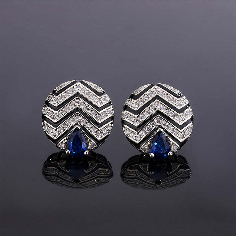 Pink & Blue Vintage Pendant Pear Cut Diamond Luxury 18k White Gold Plated Necklace Earrings Jewelry Set | Mix Mix Style-Mix MIx Style