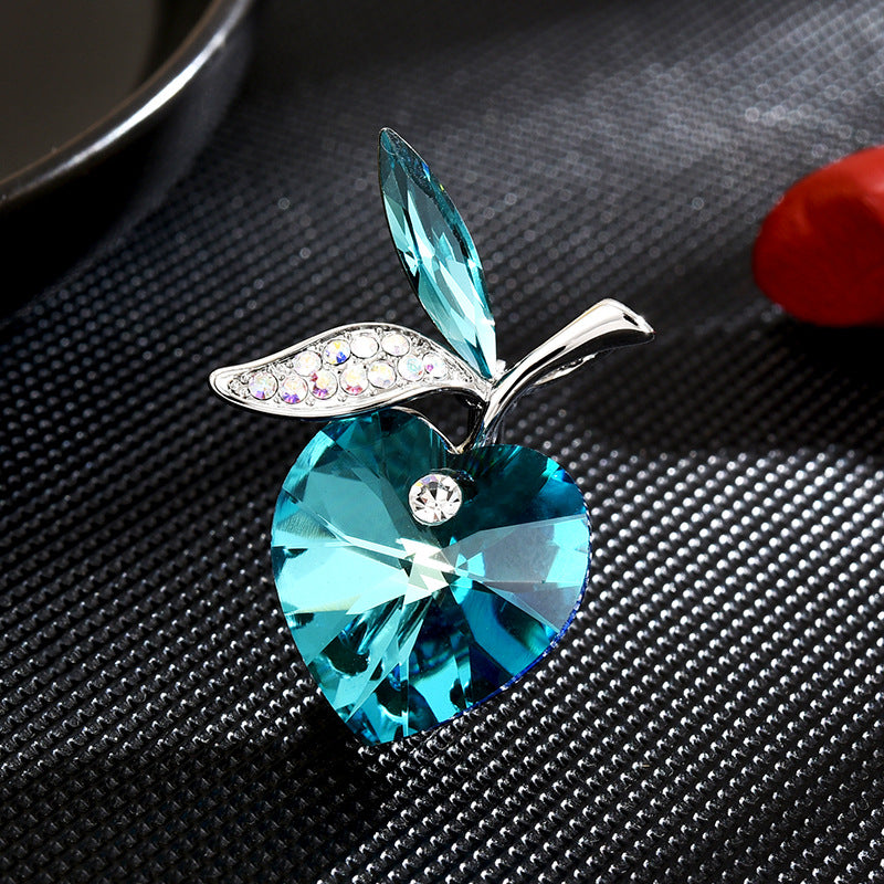 INS new sweet pure cute love Austrian crystal cherry elegant exquisite brooch coat accessories female-Mix MIx Style