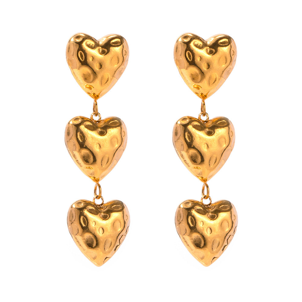 Chain of Hearts Trendy Elegant 18k Vermeil Gold Plated Drop Earrings | Mix Mix Style-Mix MIx Style