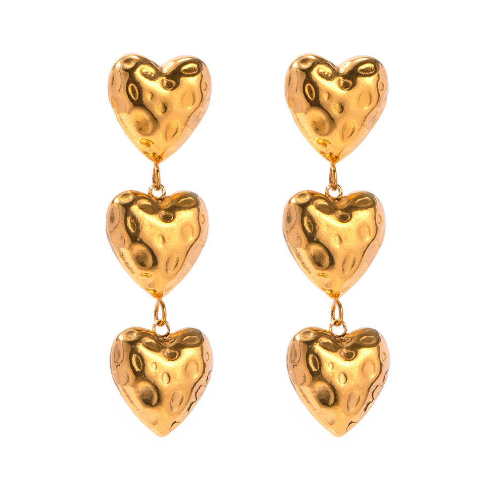 Chain of Hearts Trendy Elegant 18k Vermeil Gold Plated Drop Earrings | Mix Mix Style-Mix MIx Style