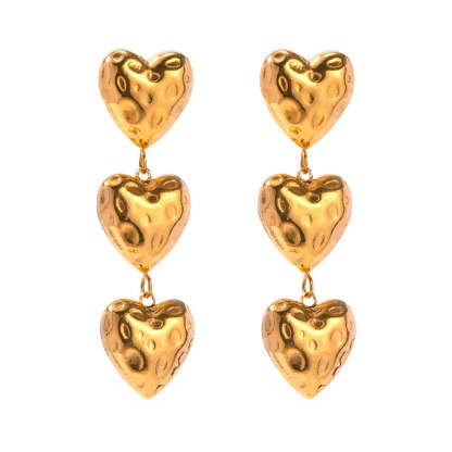 Chain of Hearts Trendy Elegant 18k Vermeil Gold Plated Drop Earrings | Mix Mix Style-Mix MIx Style
