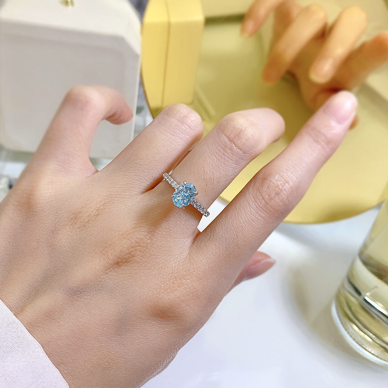 Elegant Dainty Sky Blue Cut Moissanite Diamond 2ct 18k White Gold Engagement Ring | Mix Mix Style-Mix MIx Style
