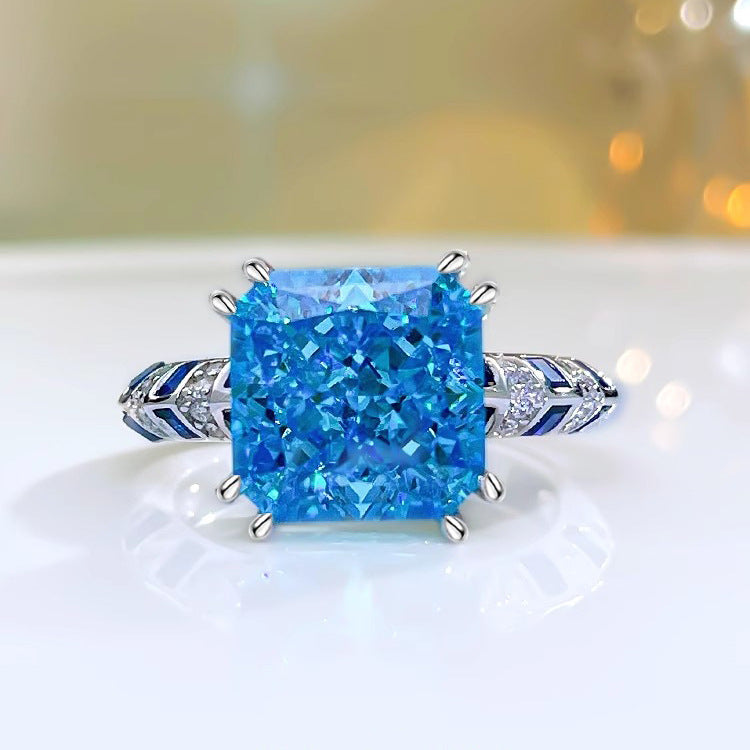 Blue&Red&Purple Classic Vintage Style Solitarie Diamond 4ct Elegant Dainty 18k White Gold Plated Engagement Ring Jewelry | Mix Mix Style-Mix MIx Style