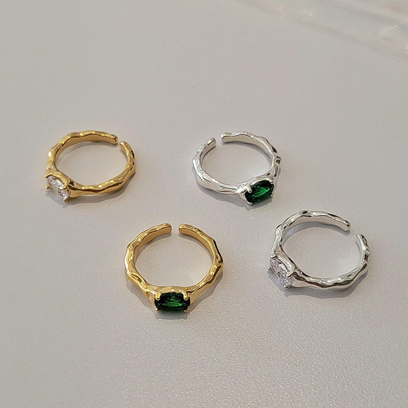 18k Gold Plated and Silver Diamond Irregular Opening Knuckle Ring | Mix Mix Style [Hot Seller]-Mix MIx Style
