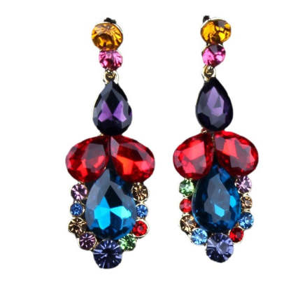Multicolor Vintage Pendant Pig Pear Cut Diamonds Luxurious 18k Gold Plated Necklace & Drop Earrings Jewelry Set | Mix Mix Style-Mix MIx Style