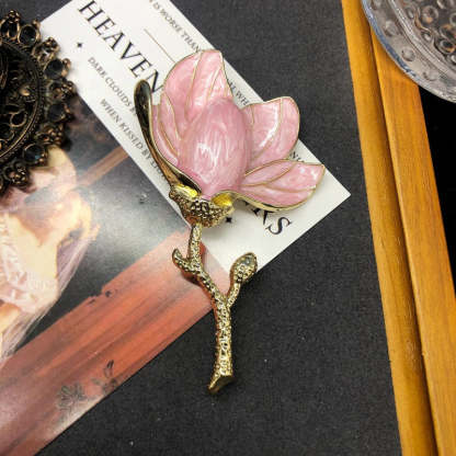 Classic temperament, versatile multi-color enamel glaze magnolia brooch, Western, medieval, high-end retro corsage brooch-Mix MIx Style
