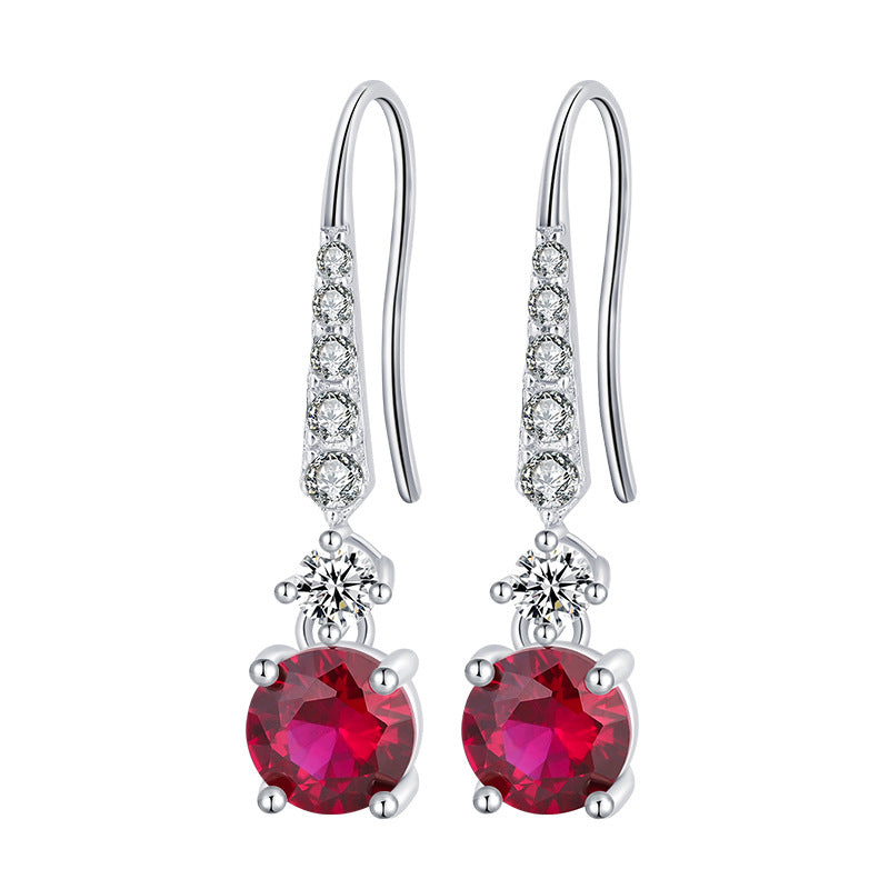 Pink - Blue Timeless Round Cut Moissanite Diamond Elegant 18k Vermeil Gold Plated Drop Earrings | Mix Mix Style-Mix MIx Style