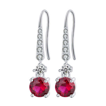 Pink - Blue Timeless Round Cut Moissanite Diamond Elegant 18k Vermeil Gold Plated Drop Earrings | Mix Mix Style-Mix MIx Style