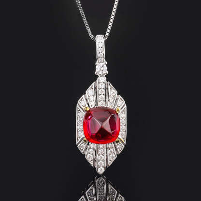 Red & Blue Vintage Pendant Asscher Diamond Luxury 18k Gold Plated Necklace Drop Earrings Jewelry Set | Mix Mix Style-Mix MIx Style
