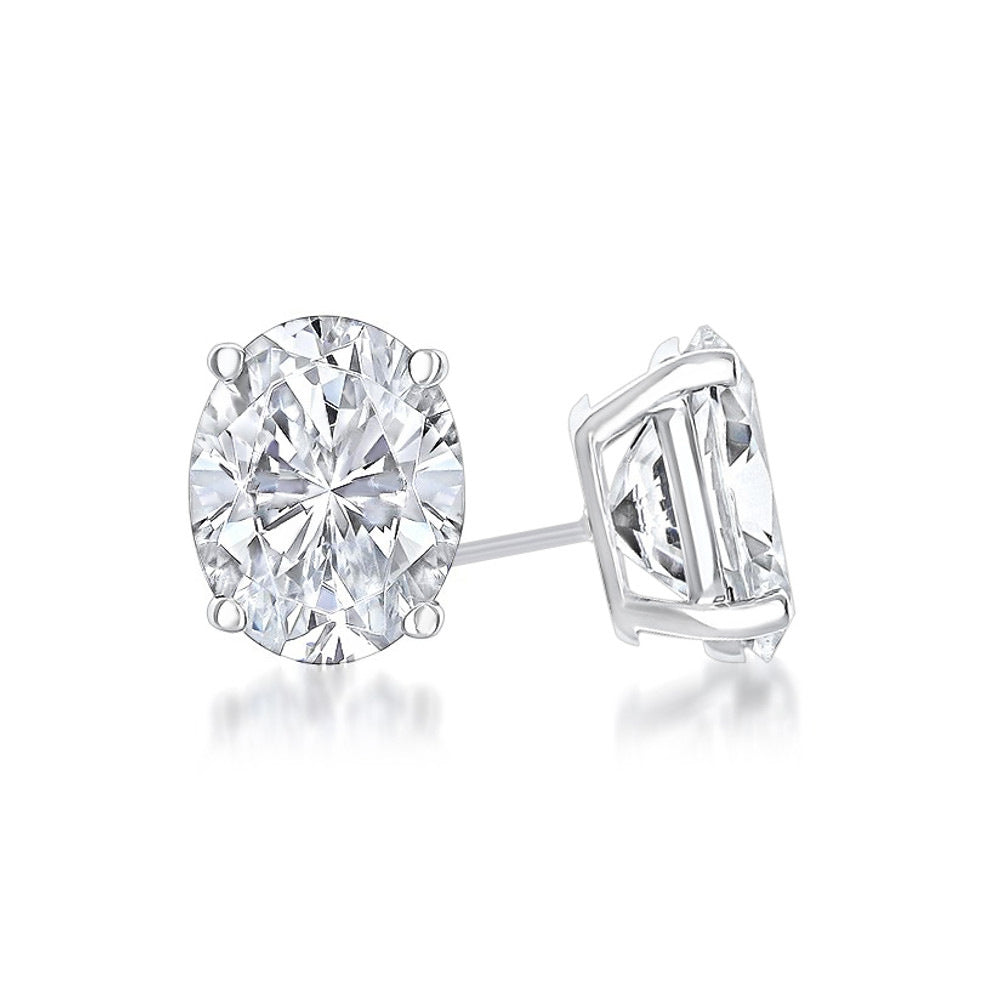 Elegant Classic Round Cut Diamond 3ct Solitarie Stud 18k White Gold Earrings | Mix Mix Style-Mix MIx Style