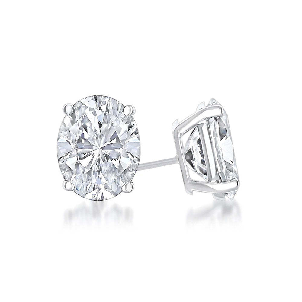 Elegant Classic Round Cut Diamond 3ct Solitarie Stud 18k White Gold Earrings | Mix Mix Style-Mix MIx Style