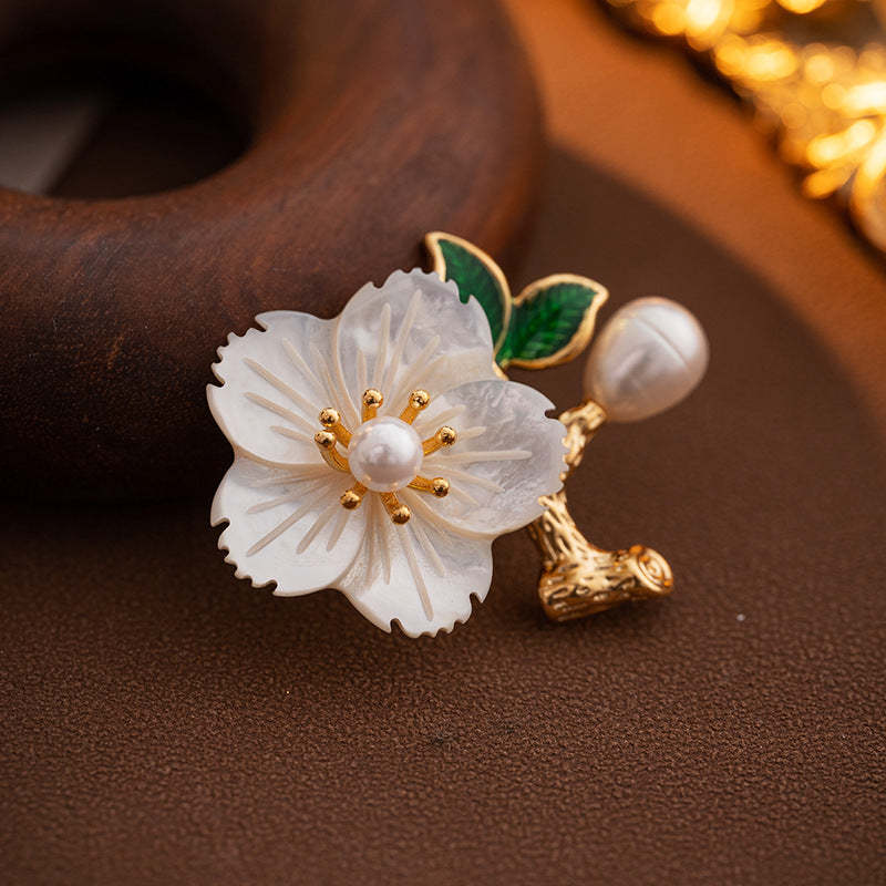 Natural pearl brooch female fritillary flowers fresh pastoral style 2024 spring and summer corsage high-end temperament clothing-Mix MIx Style