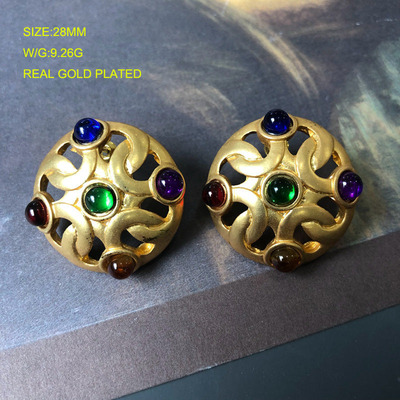 Blue - Red - Multicolor Leaf Trendy Moissanite Diamonds Luxury 18k Vermeil Gold Plated Stud Earrings | Mix Mix Style-Mix MIx Style