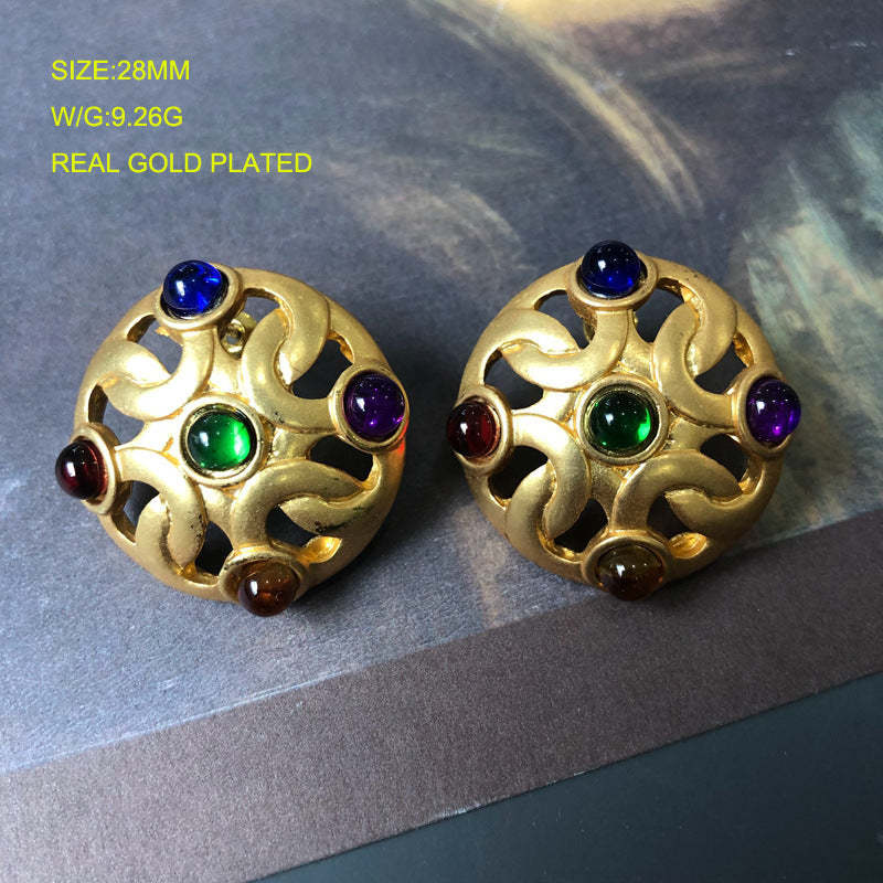 Blue - Red - Multicolor Leaf Trendy Moissanite Diamonds Luxury 18k Vermeil Gold Plated Stud Earrings | Mix Mix Style-Mix MIx Style