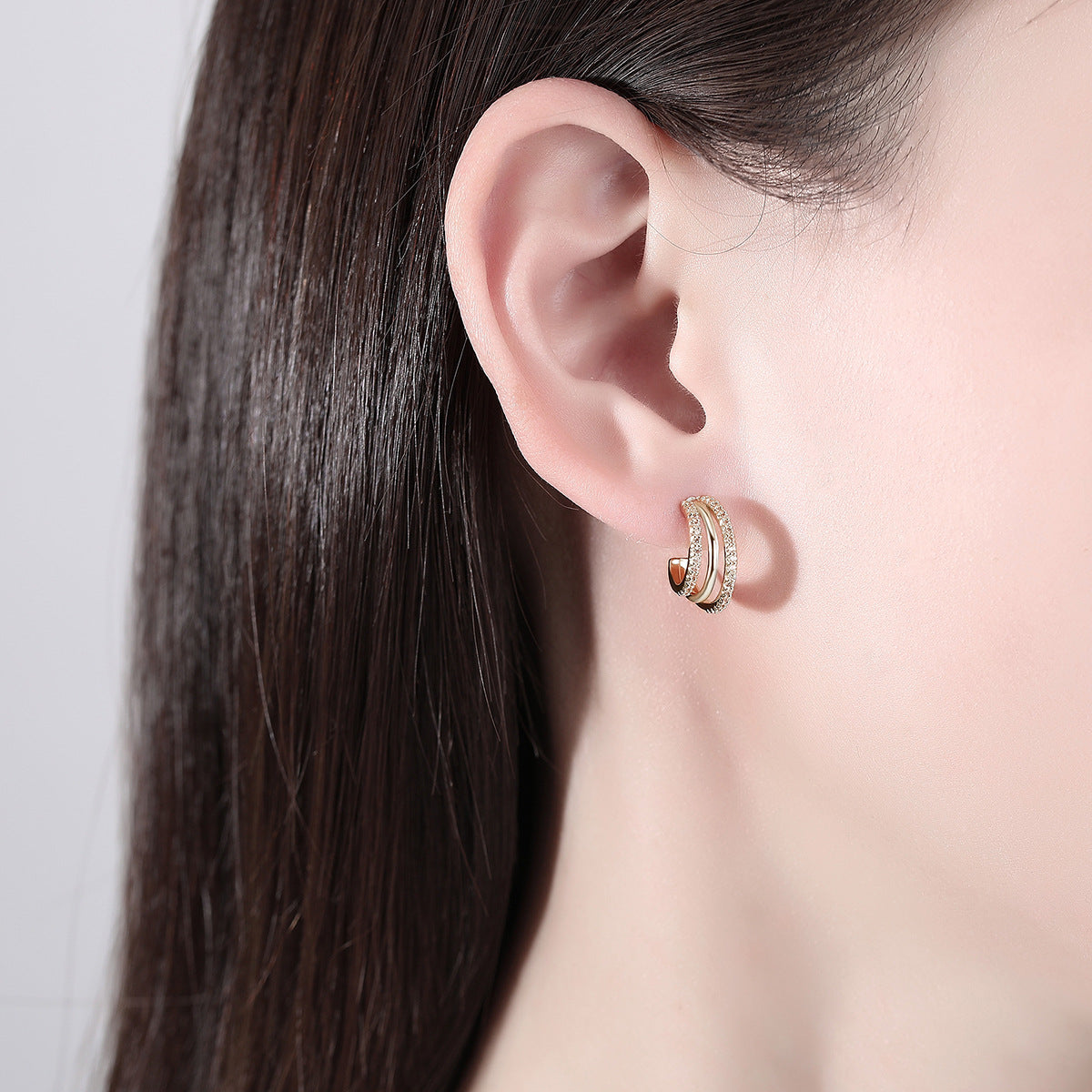 Classic White Moissanite Diamonds Elegant 18k Vermeil Gold Plated Vintage Retro Hoop Earrings | Mix Mix Style-Mix MIx Style