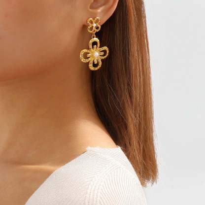 Golden Black Vintage Pendant Akoya Pearl Flower 18k Vermeil Gold Plated Drop Earring Jewelry | Mix Mix Style-Mix MIx Style