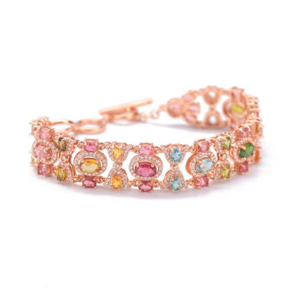 Multicolor Vintage Retro Pendant Oval Diamonds Luxury 18k Rose Gold Plated Bracelet Ring Jewelry Set | Mix Mix Style-Mix MIx Style