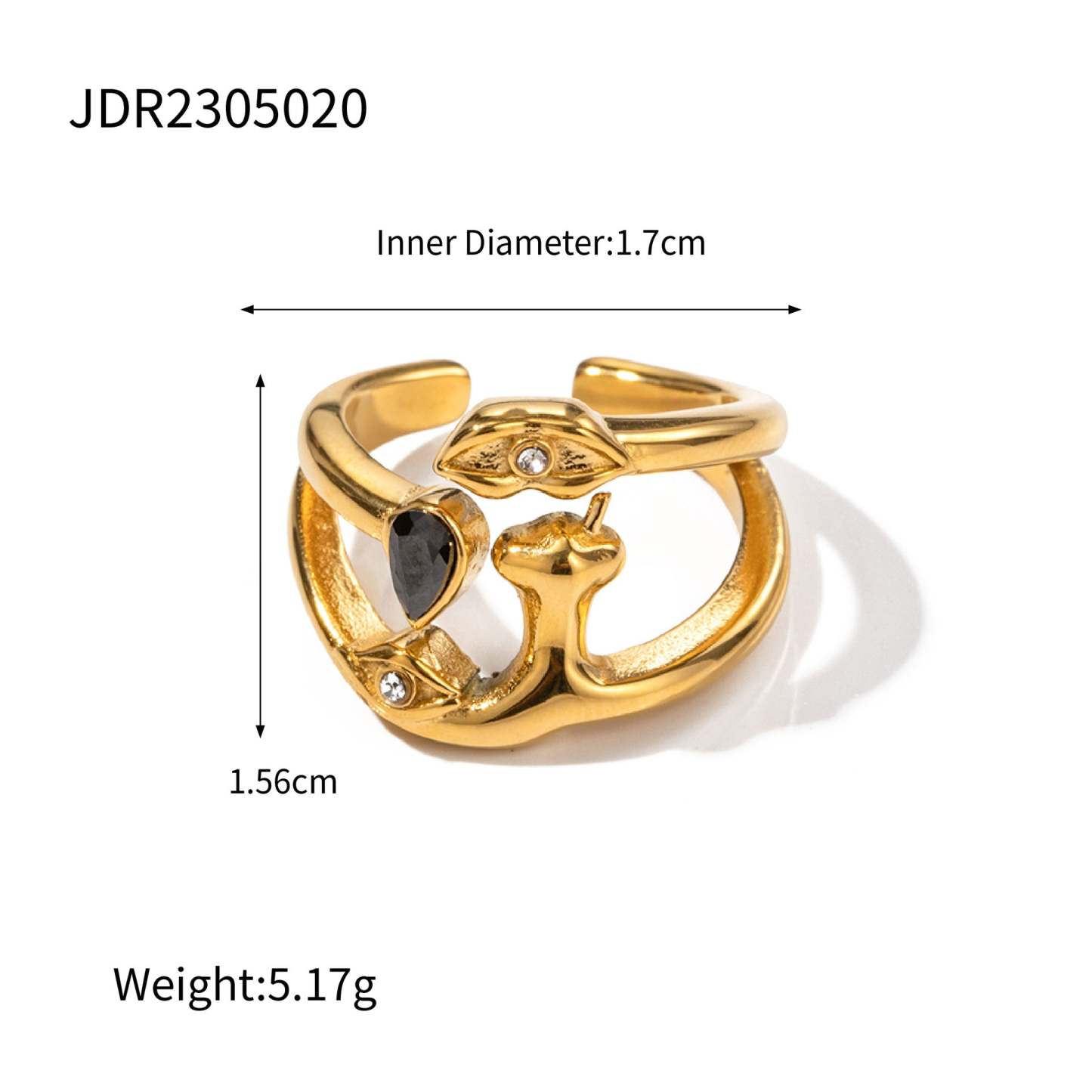Irregular Natural Gem 18K Gold Plated and Silver Open Ring | Mix Mix Style [Hot Seller]-Mix MIx Style