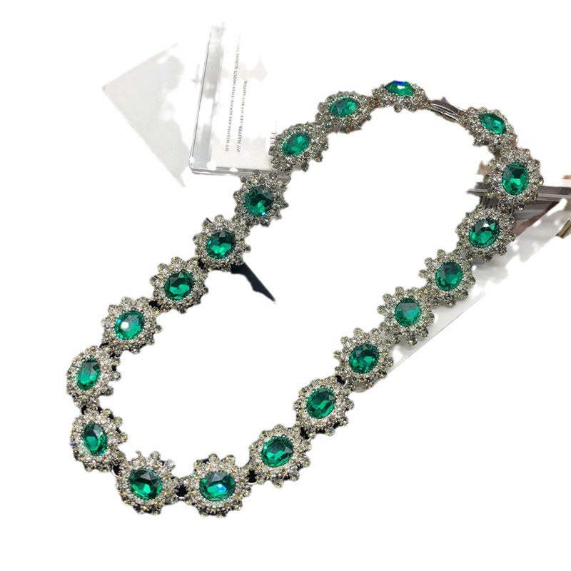 Green Retro Classic Oval Cut Diamonds 4ct Luxurious 18k White Gold Plated Necklace Earrings Bracelet Jewelry Set | Mix Mix Style-Mix MIx Style
