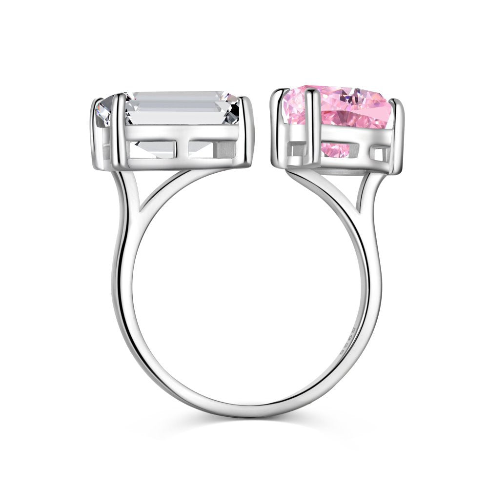 Open Luxury Pink Pear Cut Moissanite Diamonds 3ct 18k White Gold Engagement Adjustable Ring | Mix Mix Style-Mix MIx Style